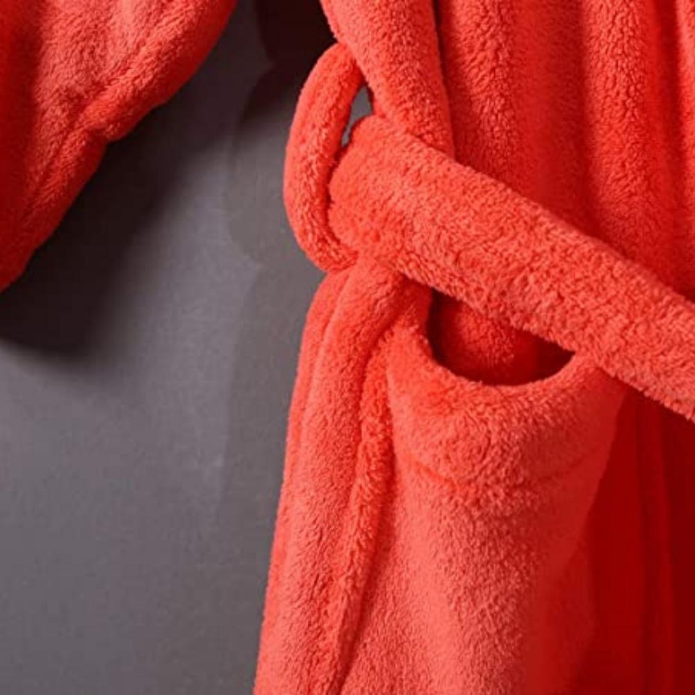 Microfiber Coral Fleece Hooded Adult Bathrobes