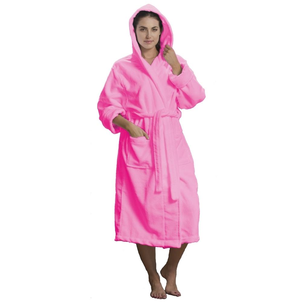 Microfiber Coral Fleece Hooded Adult Bathrobes