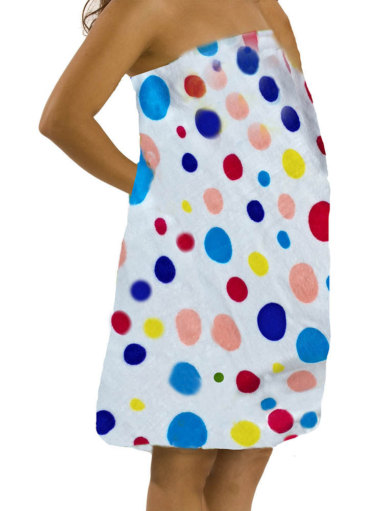 Terry Velour Women Polka Dot Spa Wrap Towels