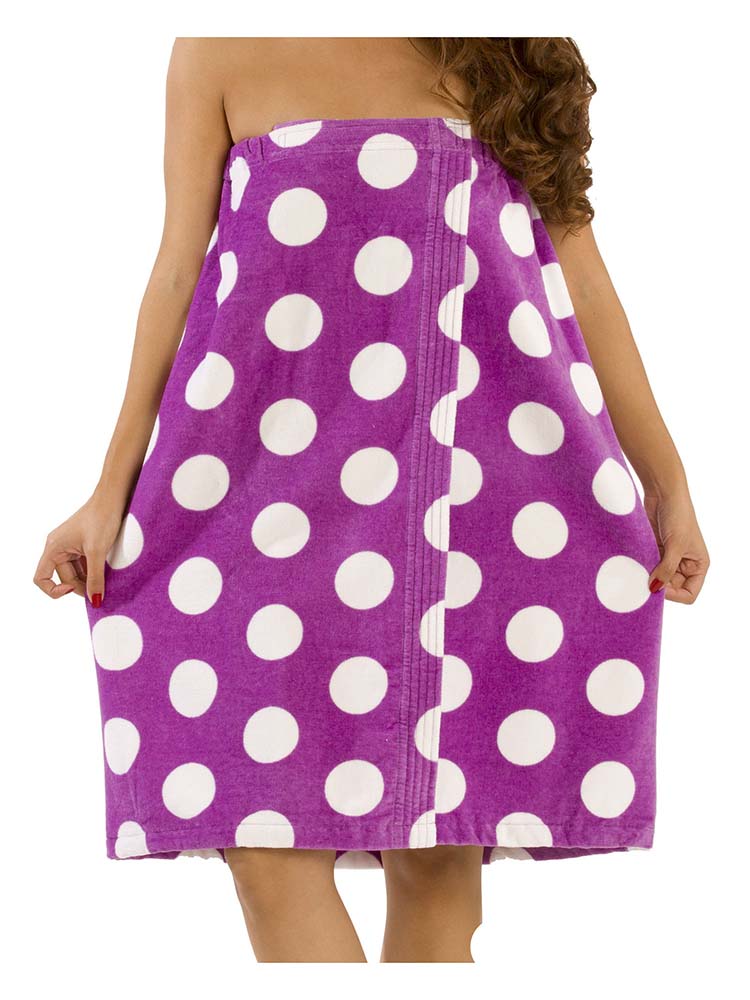 Terry Velour Women Polka Dot Spa Wrap Towels