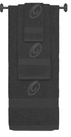 Charcoal monogrammed towel set with Black thread, Diana Script font, initial O - 540 GSM cotton 3-piece