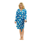 360 GSM Polka Dot Hooded Velour Robe for Women - Knee Length