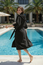 Microfiber Coral Fleece Hooded Adult Bathrobes - view 11