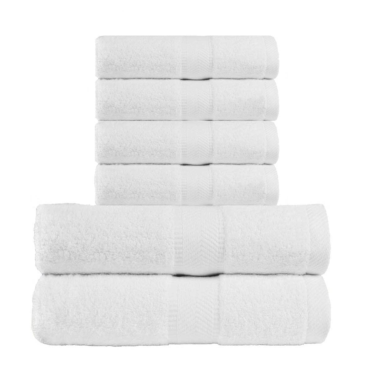 660 GSM cotton bath and hand towel set - White