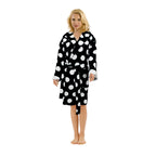 360 GSM Polka Dot Hooded Velour Robe for Women - Knee Length