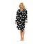 360 GSM Polka Dot Hooded Velour Robe for Women - Knee Length