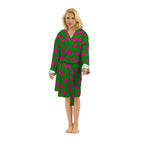 360 GSM Polka Dot Hooded Velour Robe for Women - Knee Length