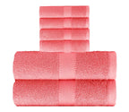 660 GSM cotton bath and hand towel set - Coral