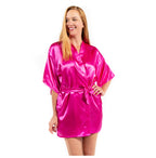 Satin Kimono Robe for Women - Short Silky Bathrobe