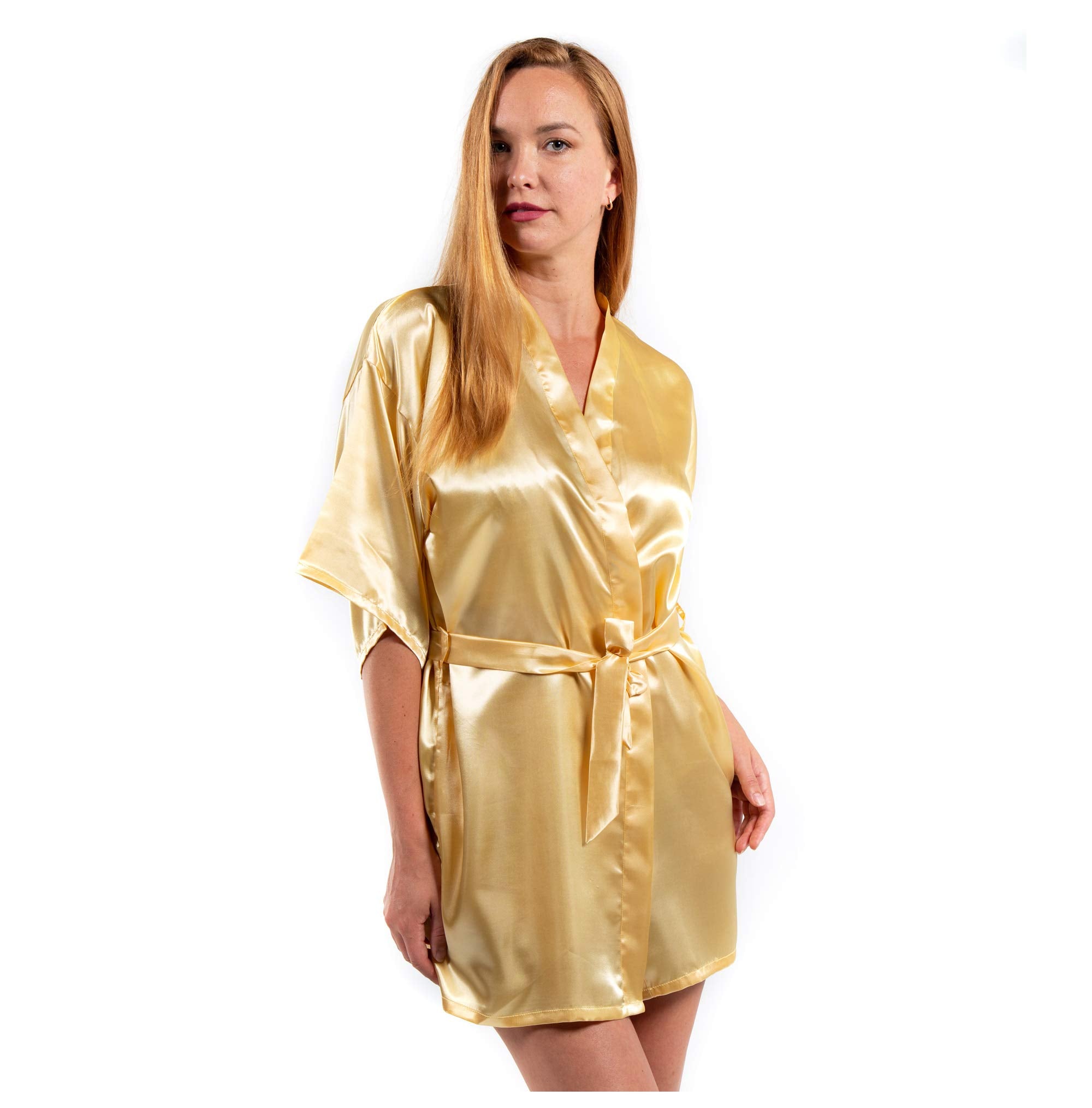 Satin Kimono Robe for Women - Short Silky Bathrobe