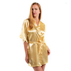 Satin Kimono Robe for Women - Short Silky Bathrobe