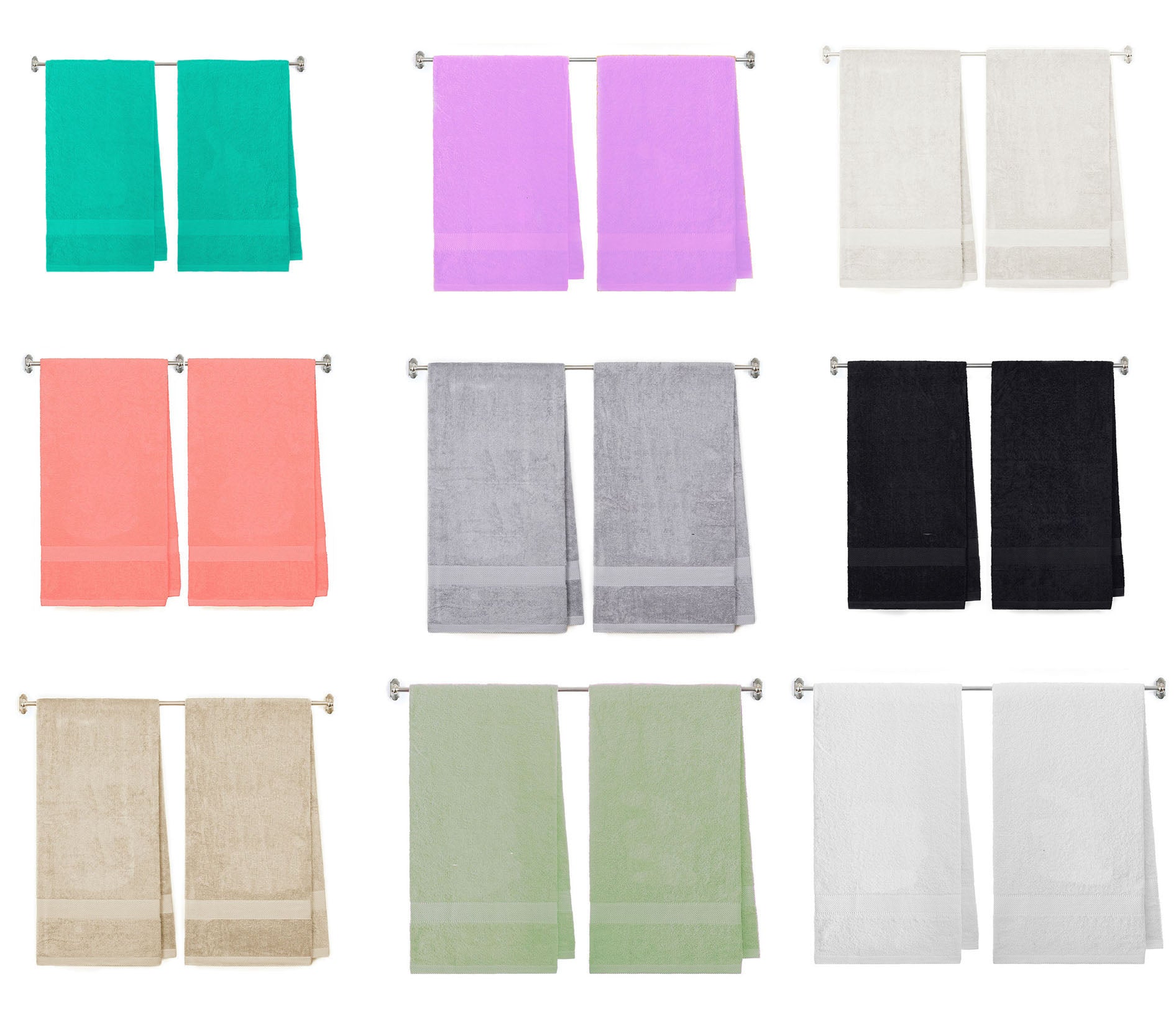 540 GSM Split Initial Personalized Terry Cotton Towel Set of 2 - White