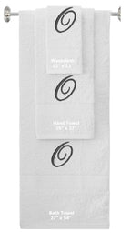 White monogrammed towel set with Black thread, Diana Script font, initial O - 540 GSM cotton 3-piece