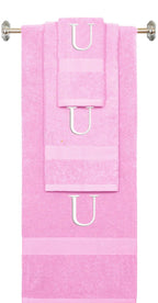 Purple monogrammed towel set with Black thread, Times New Roman font, initial U - 540 GSM cotton 3-piece