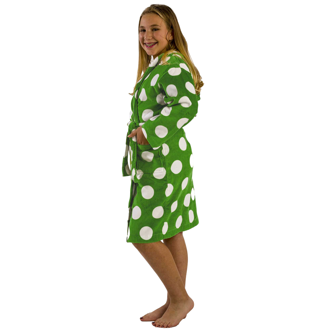 360 GSM Polka Dot Hooded Girls Bathrobe