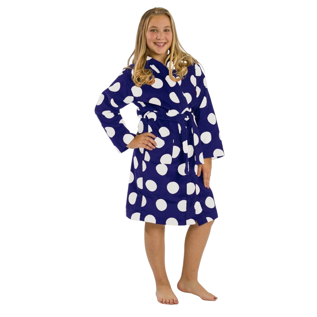 360 GSM Polka Dot Hooded Girls Bathrobe