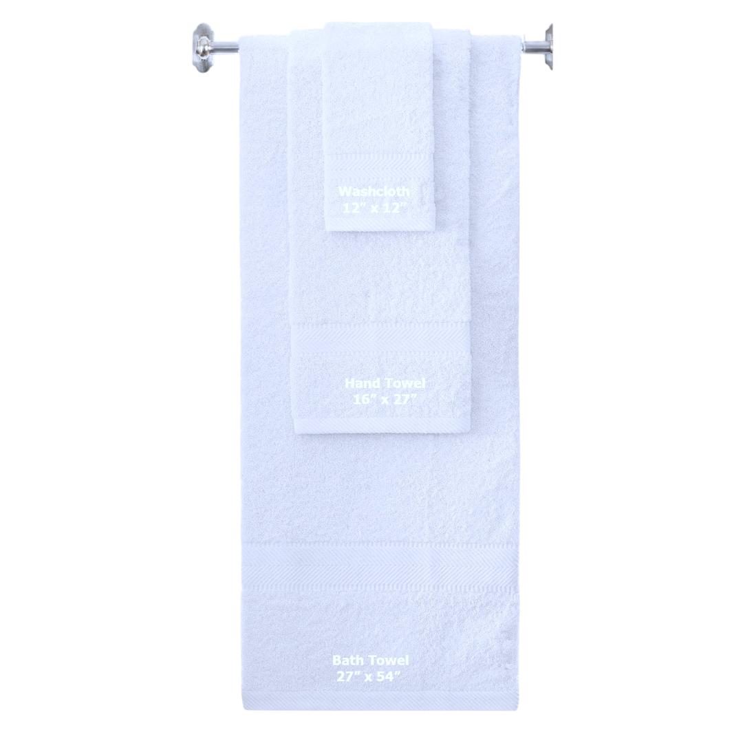 Personalized Terry Cotton Bath Towels, Hand Towels & Washcloths 3-Piece-Set - view 12