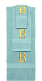 Nautical Teal monogrammed towel set with Black thread, Times New Roman font, initial Z - 540 GSM cotton 3-piece