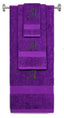 Purple monogrammed towel set with Black thread, Chancery font, initial A - 540 GSM cotton 3-piece