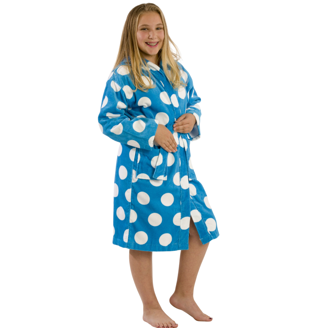360 GSM Polka Dot Hooded Girls Bathrobe Secondary image