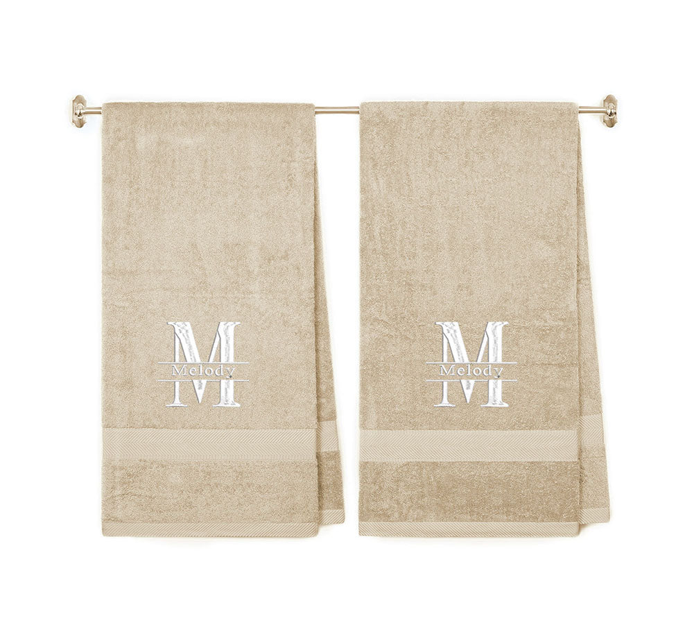 540 GSM Split Initial Personalized Terry Cotton Towel Set of 2 - Red