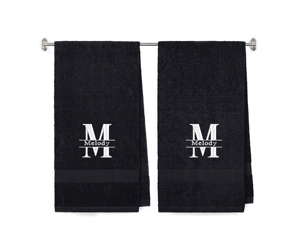 540 GSM Split Initial Personalized Terry Cotton Towel Set of 2 - Orange