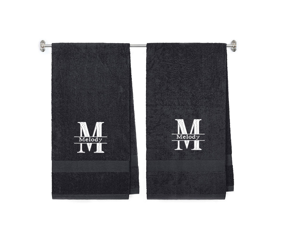 540 GSM Split Initial Personalized Terry Cotton Towel Set of 2 - Orange