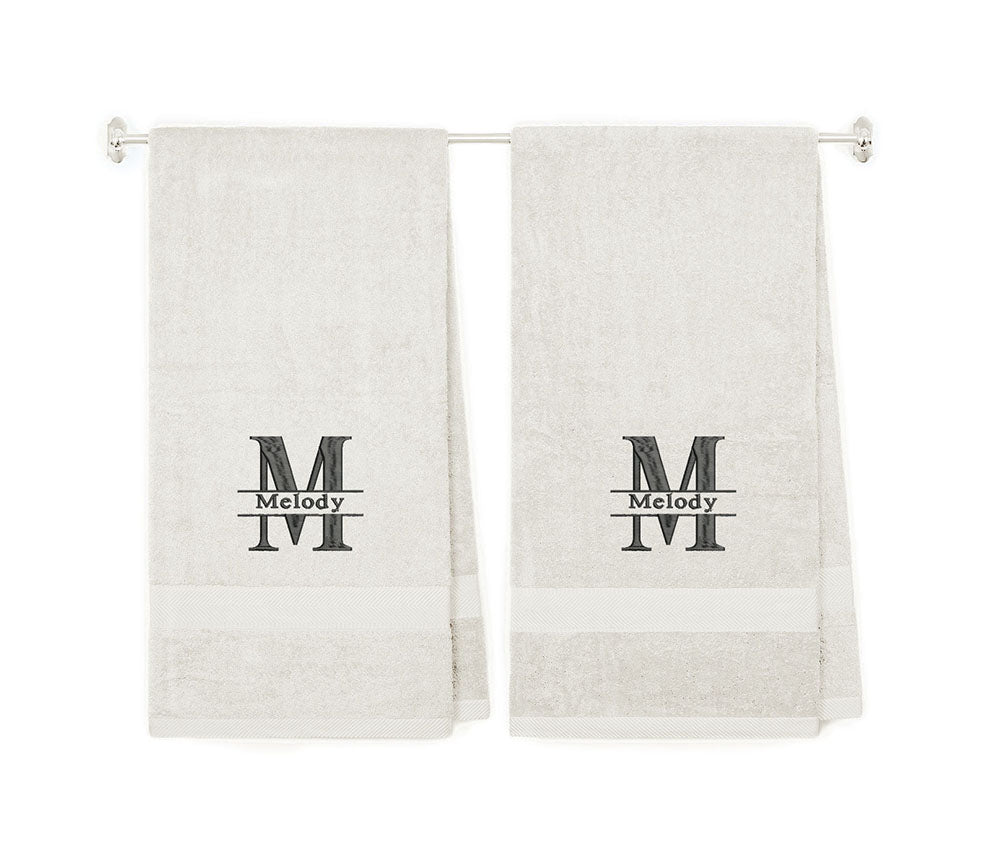 540 GSM Split Initial Personalized Terry Cotton Towel Set of 2 - view 56