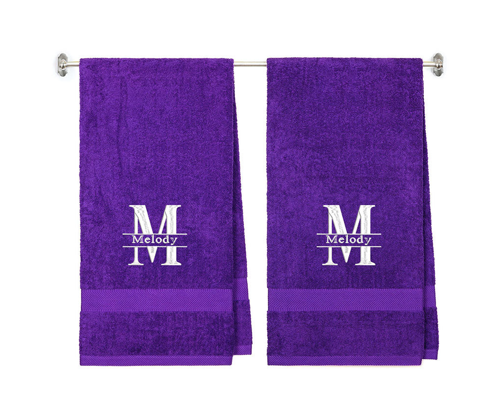 540 GSM Split Initial Personalized Terry Cotton Towel Set of 2 - view 60
