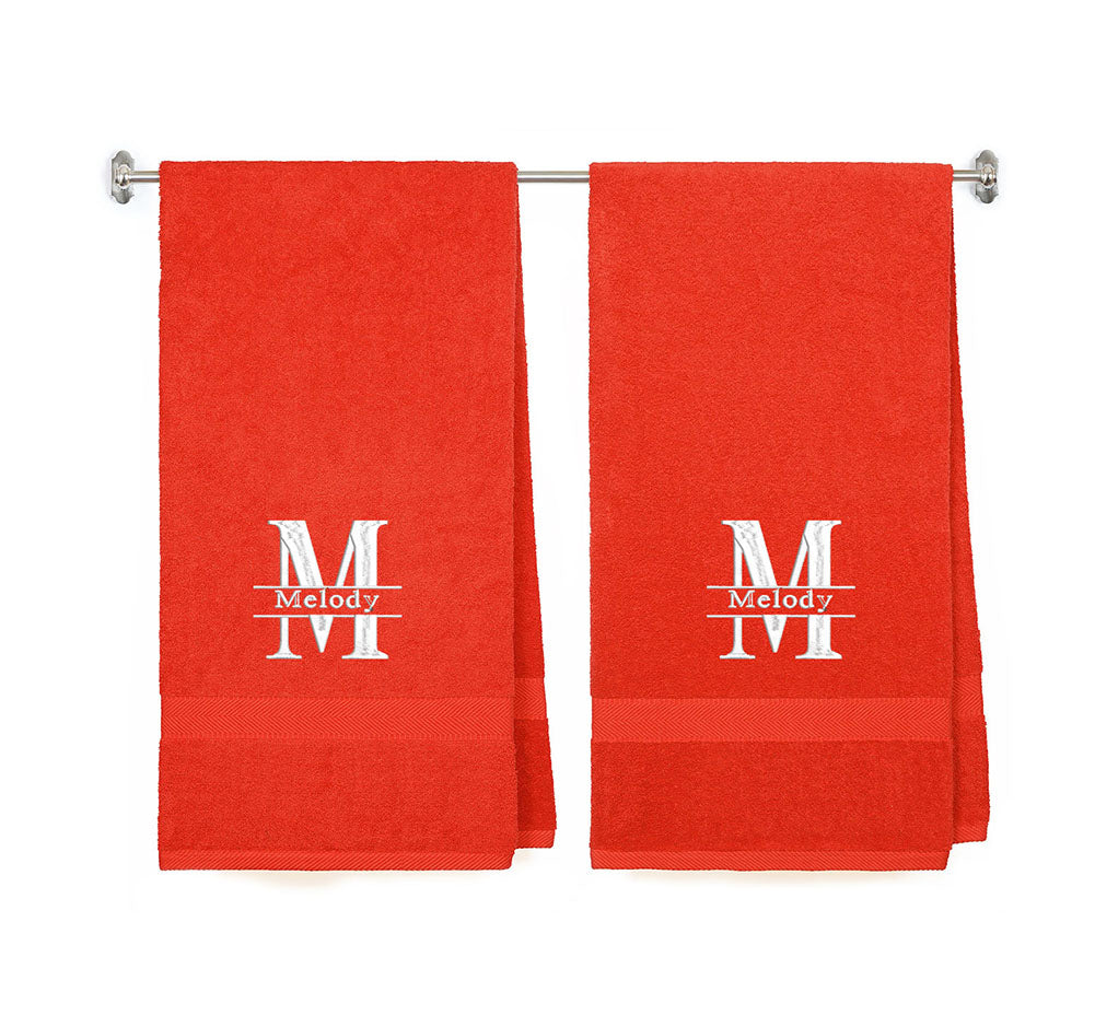 540 GSM Split Initial Personalized Terry Cotton Towel Set of 2 - view 61