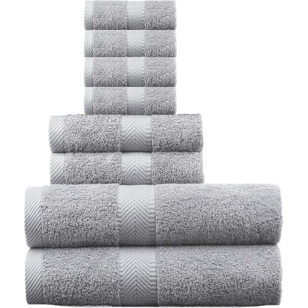 Terry Cotton Bath Towels, Hand Towel and Washcloth 8-Piece Set - view 3