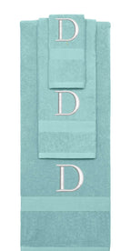 Nautical Teal monogrammed towel set with Silver thread, Times New Roman font, initial D - 540 GSM cotton 3-piece