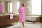 Microfiber Coral Fleece Hooded Adult Bathrobes - view 13