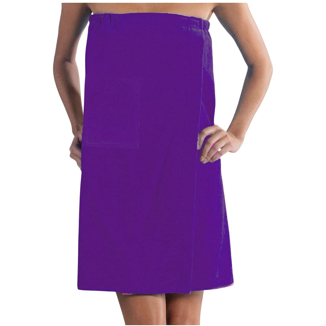 360 GSM Women's Spa Wrap Towel with Pocket - Terry Cotton Velour