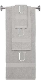 Silver monogrammed towel set with Silver thread, Times New Roman font, initial U - 540 GSM cotton 3-piece