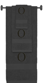 Charcoal monogrammed towel set with Black thread, Times New Roman font, initial O - 540 GSM cotton 3-piece