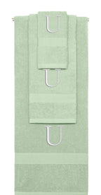 Mint Green monogrammed towel set with Silver thread, Times New Roman font, initial U - 540 GSM cotton 3-piece