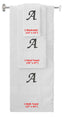 White monogrammed towel set with Black thread, Chancery font, initial A - 540 GSM cotton 3-piece
