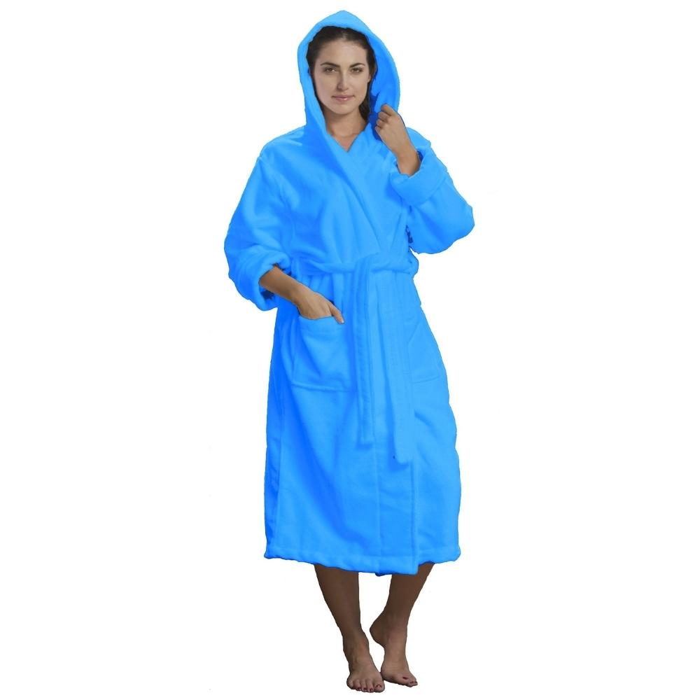 Microfiber Coral Fleece Hooded Adult Bathrobes - view 5