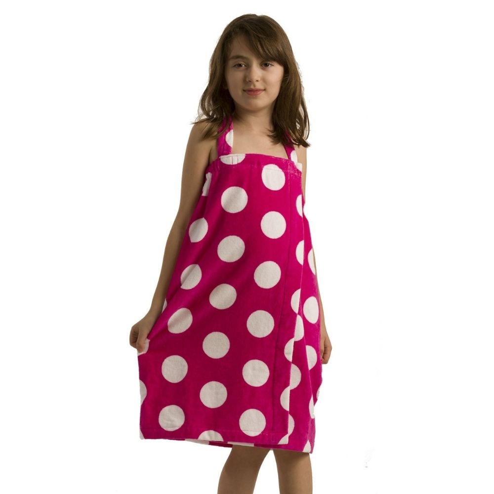 360 GSM Polka Dot Girls Spa Wrap - Terry Velour Secondary image