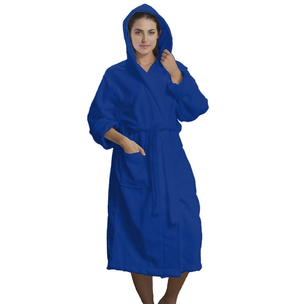 Microfiber Coral Fleece Hooded Adult Bathrobes - view 8