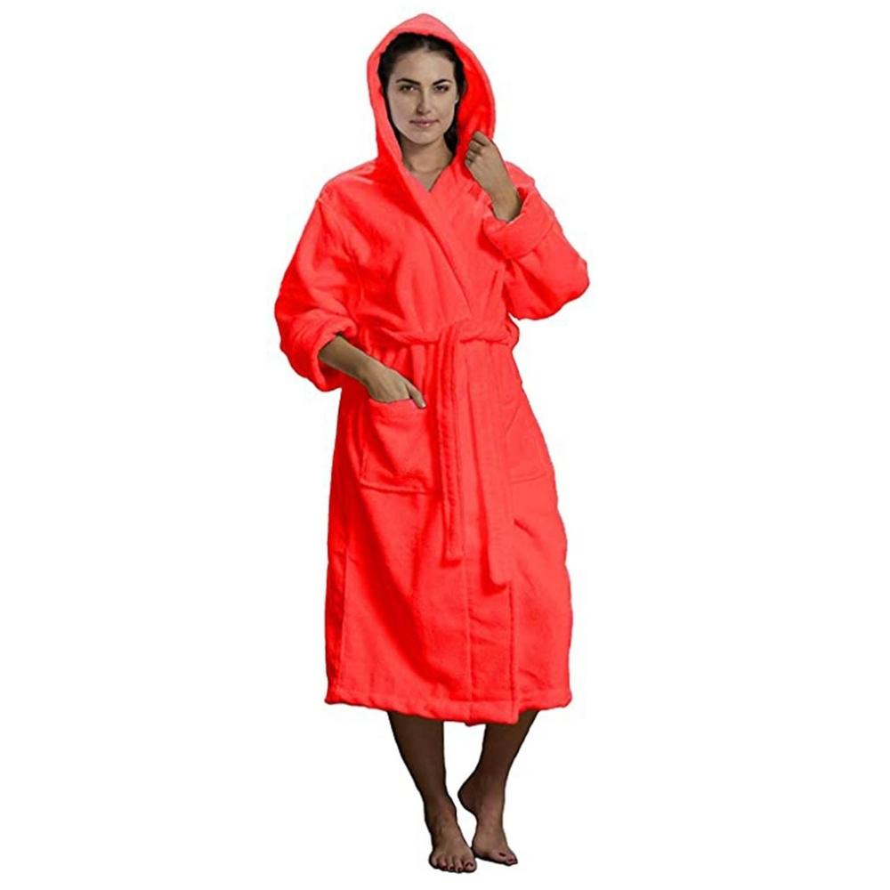 Microfiber Coral Fleece Hooded Adult Bathrobes Main image