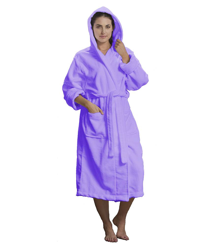 Microfiber Coral Fleece Hooded Adult Bathrobes - view 10