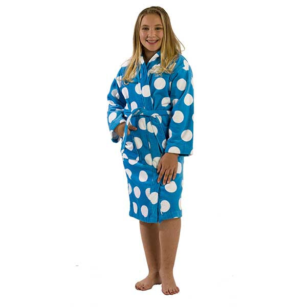 Cotton Hooded Girls Polka Dot Bathrobes Main image
