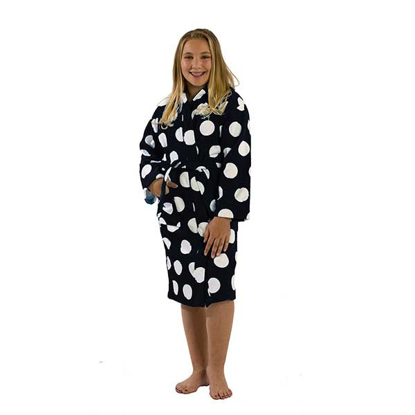 Cotton Hooded Girls Polka Dot Bathrobes - view 4
